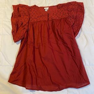 SHORT SLEEVE RED BLOUSE